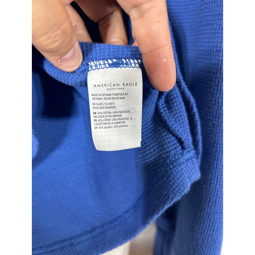 American Eagle Thermal Shirt Medium Blue Waffle Y2K Vintage - Picture 8 of 11